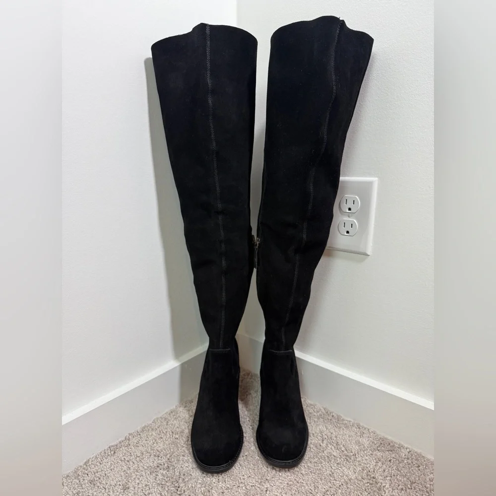 ANTHROPOLOGIE KELSI DAGGER Logan Black Wide Calf over the knee Boots